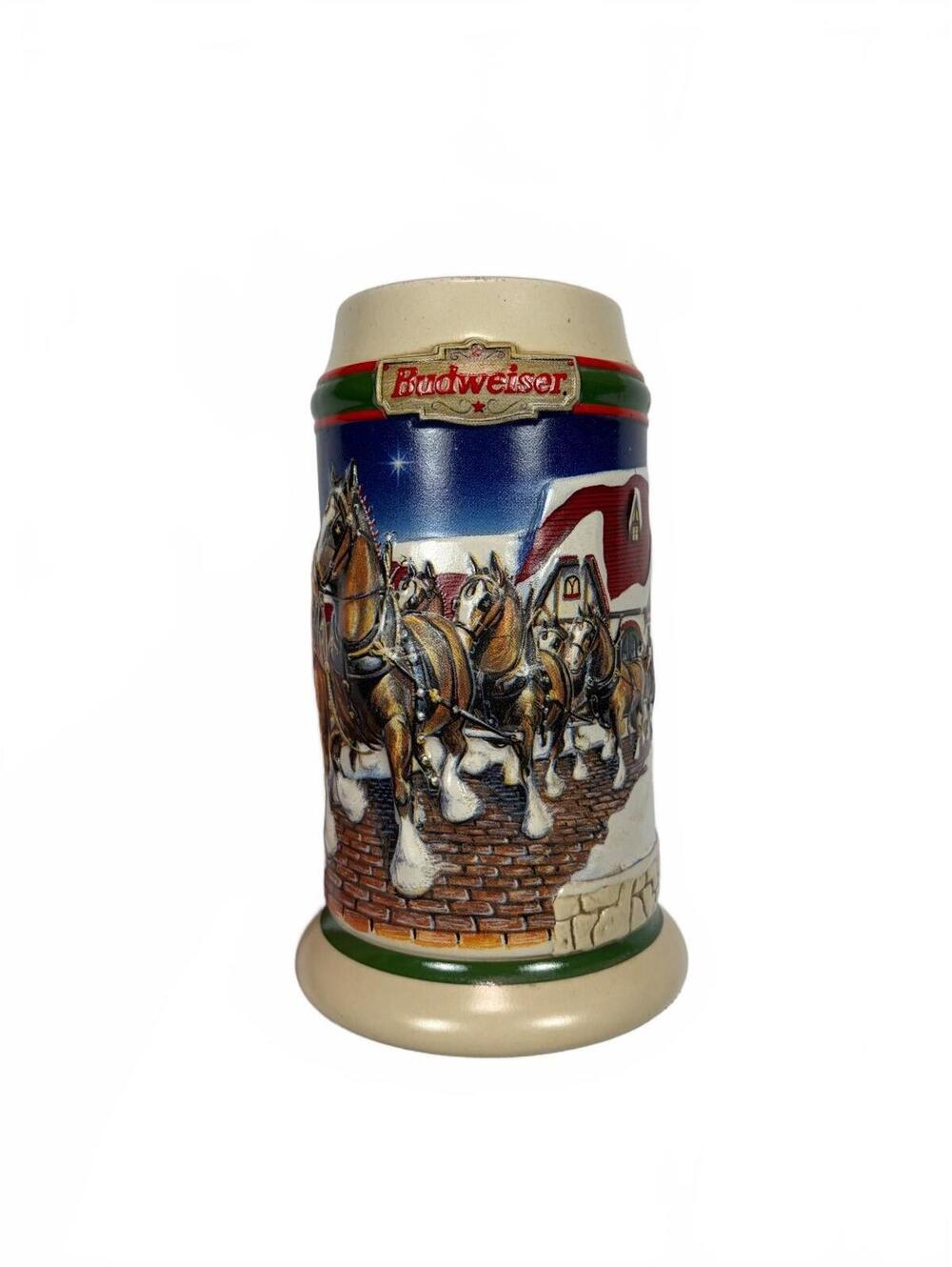 Vintage Budweiser 1998 Grant's Farm Holiday Stein Clydesdales Beer Mug CS343